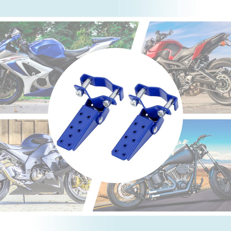 F FIERCE CYCLE 1 Pair 8mm Stainless Steel Universal Motorcycle Folding Rearsets Rear Footrest Footpeg Pedal Peg Bike Bicycle Cycling Blue - Image 5